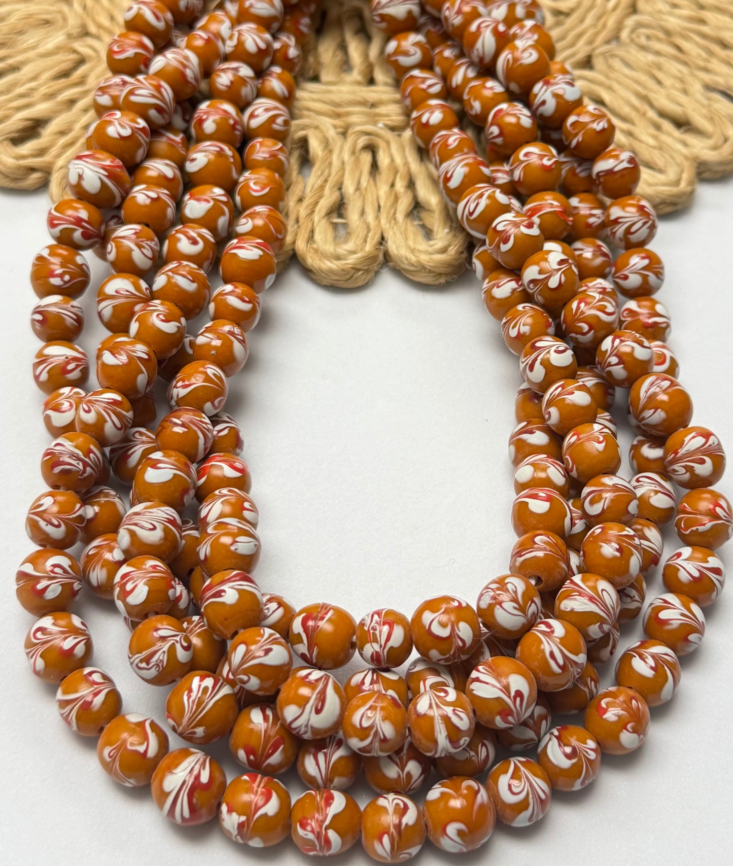 White Red Marmol Lampwork