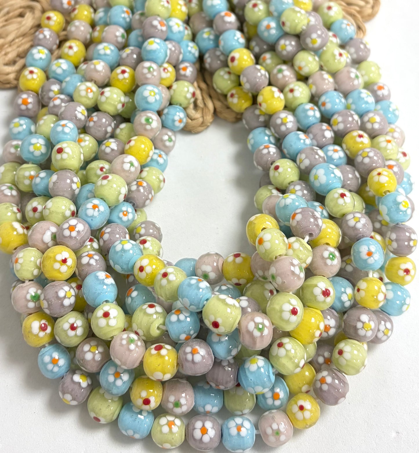 Round With Daisy Flower Lampwork
