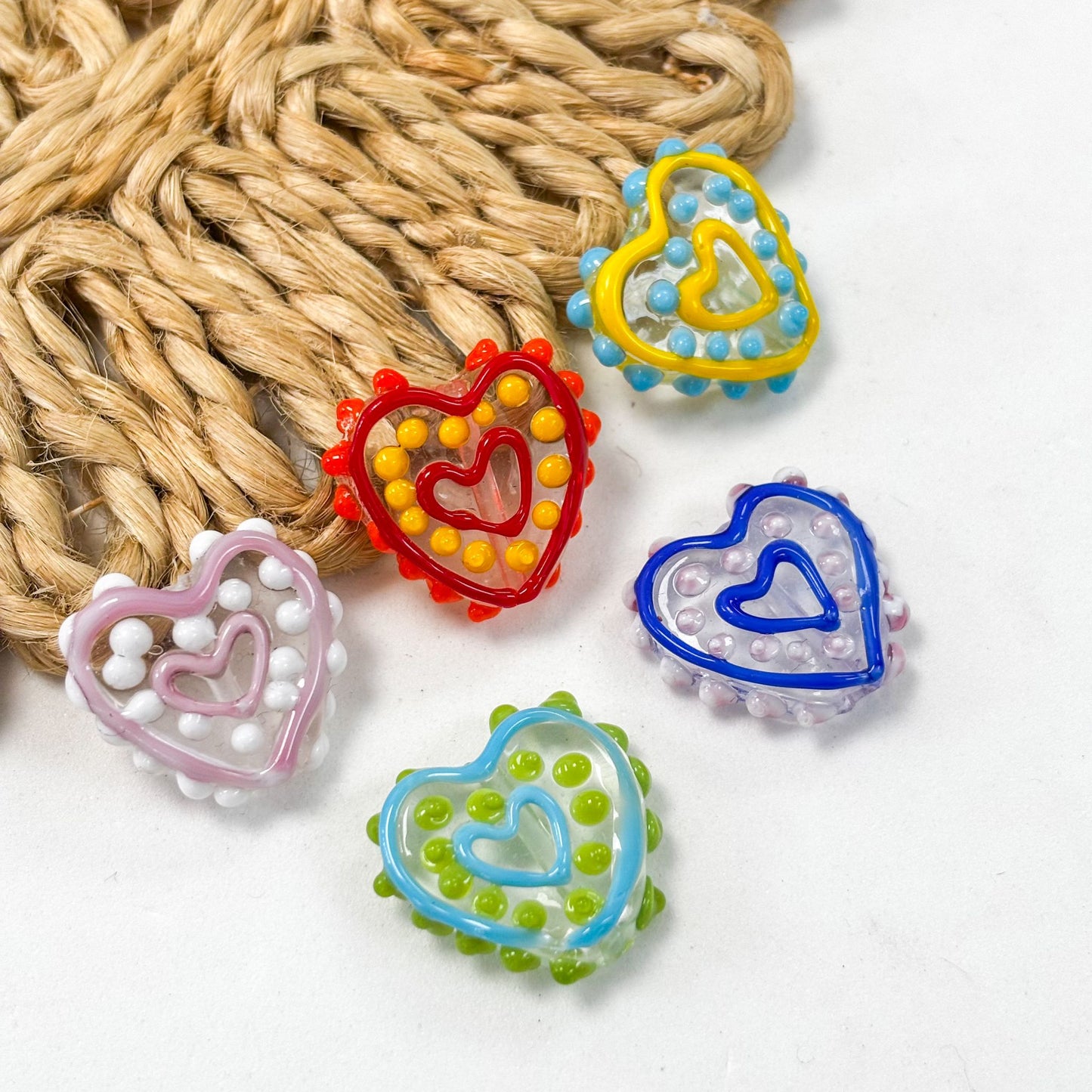 Bumpy Hearts Lampwork
