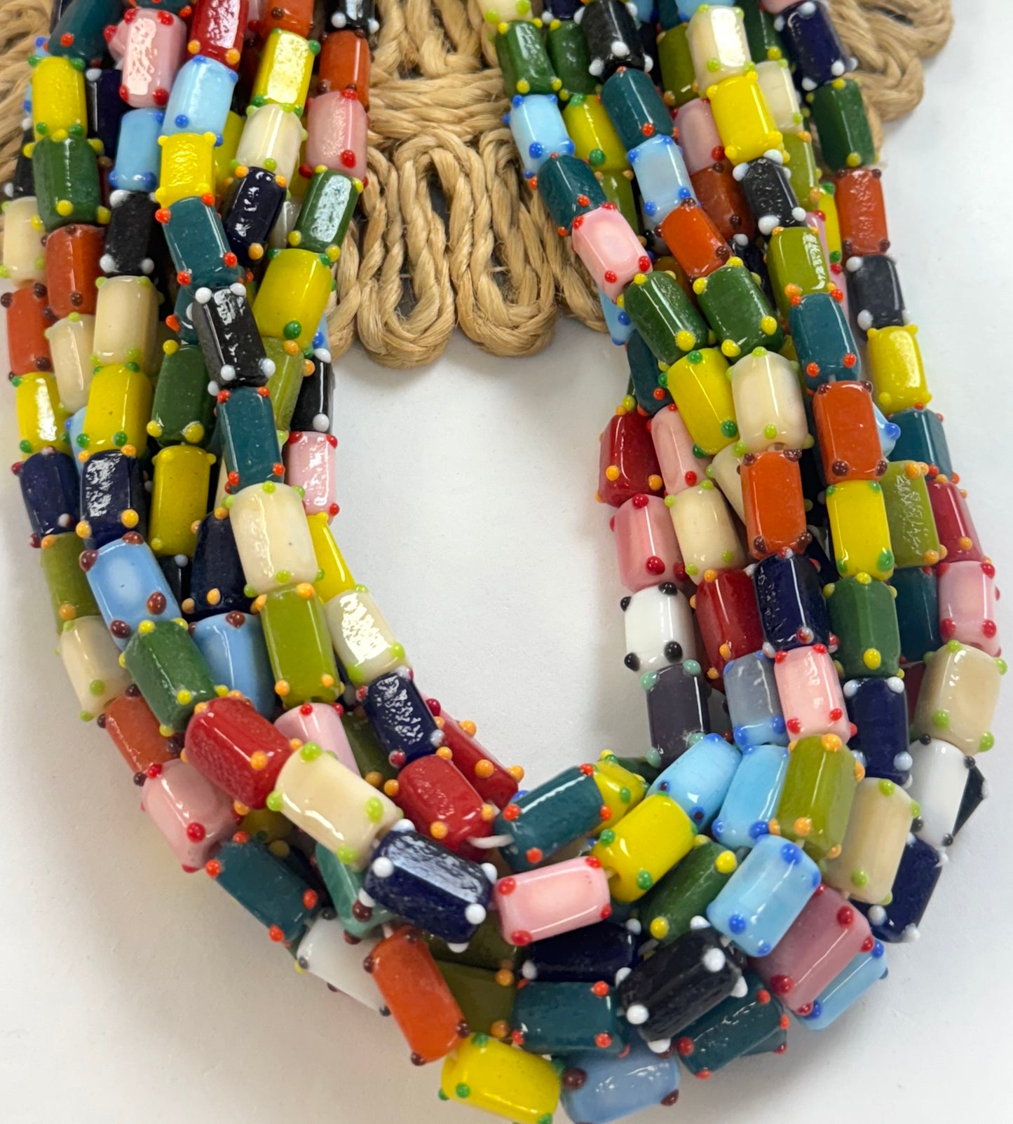 Rectangular With Bumpy Dots Lampwork