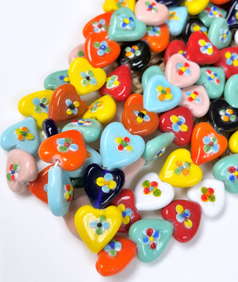 Heart with Flower Lampwork