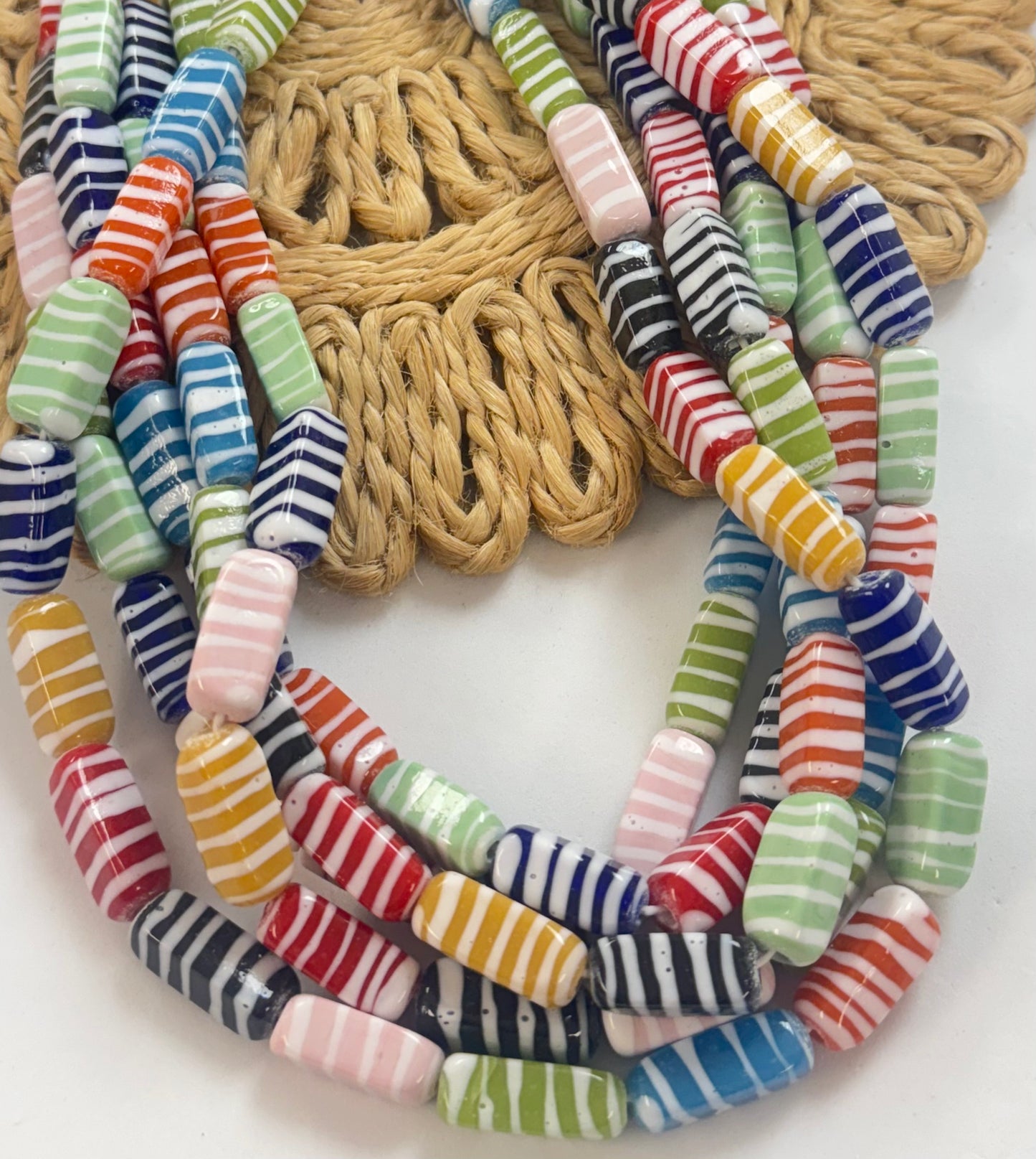 Rectangular Cubic With White Lines Lampwork