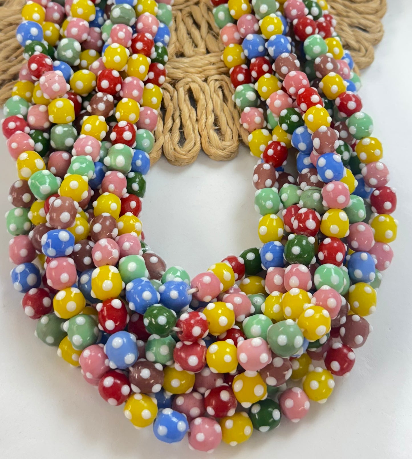 Colorful White Bumpy Dots Lampwork