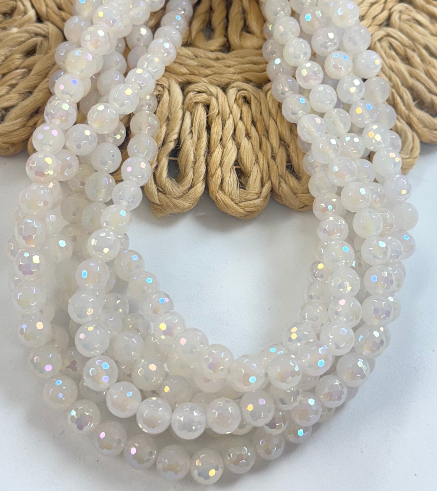 8mm Round Ópalo Cristal Tornasol