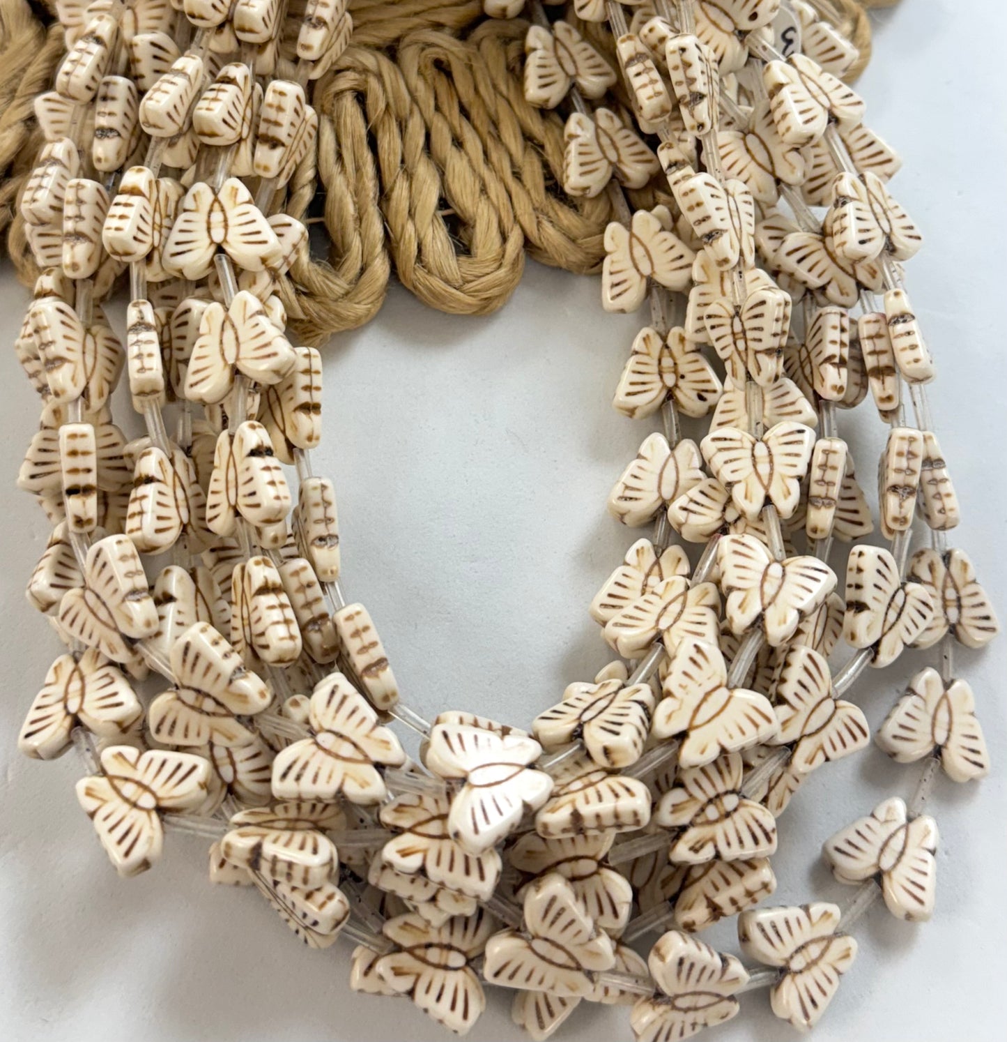 12mm White Turquoise Stone Butterfly