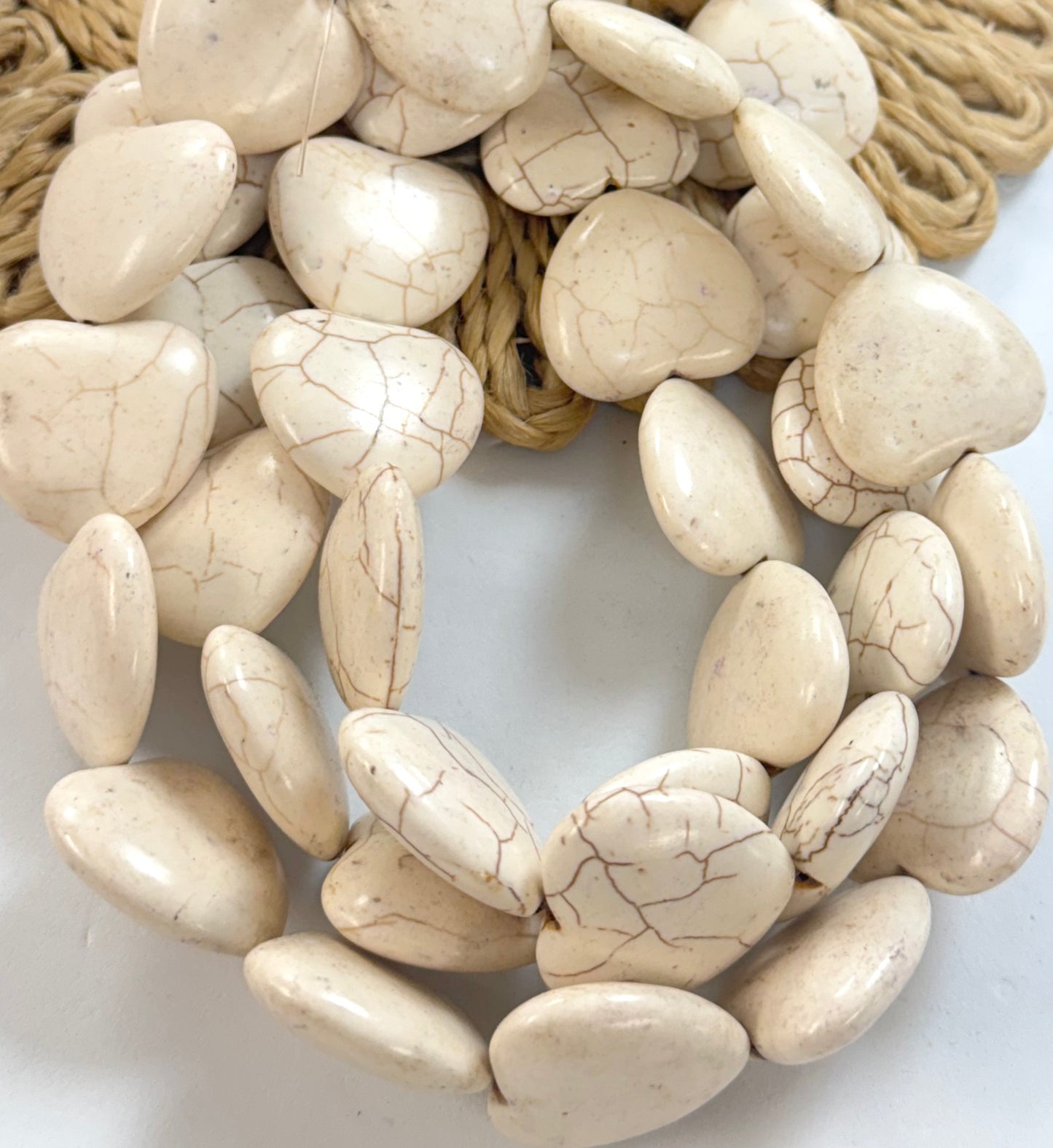 25mm White Turquoise Stone Hearts