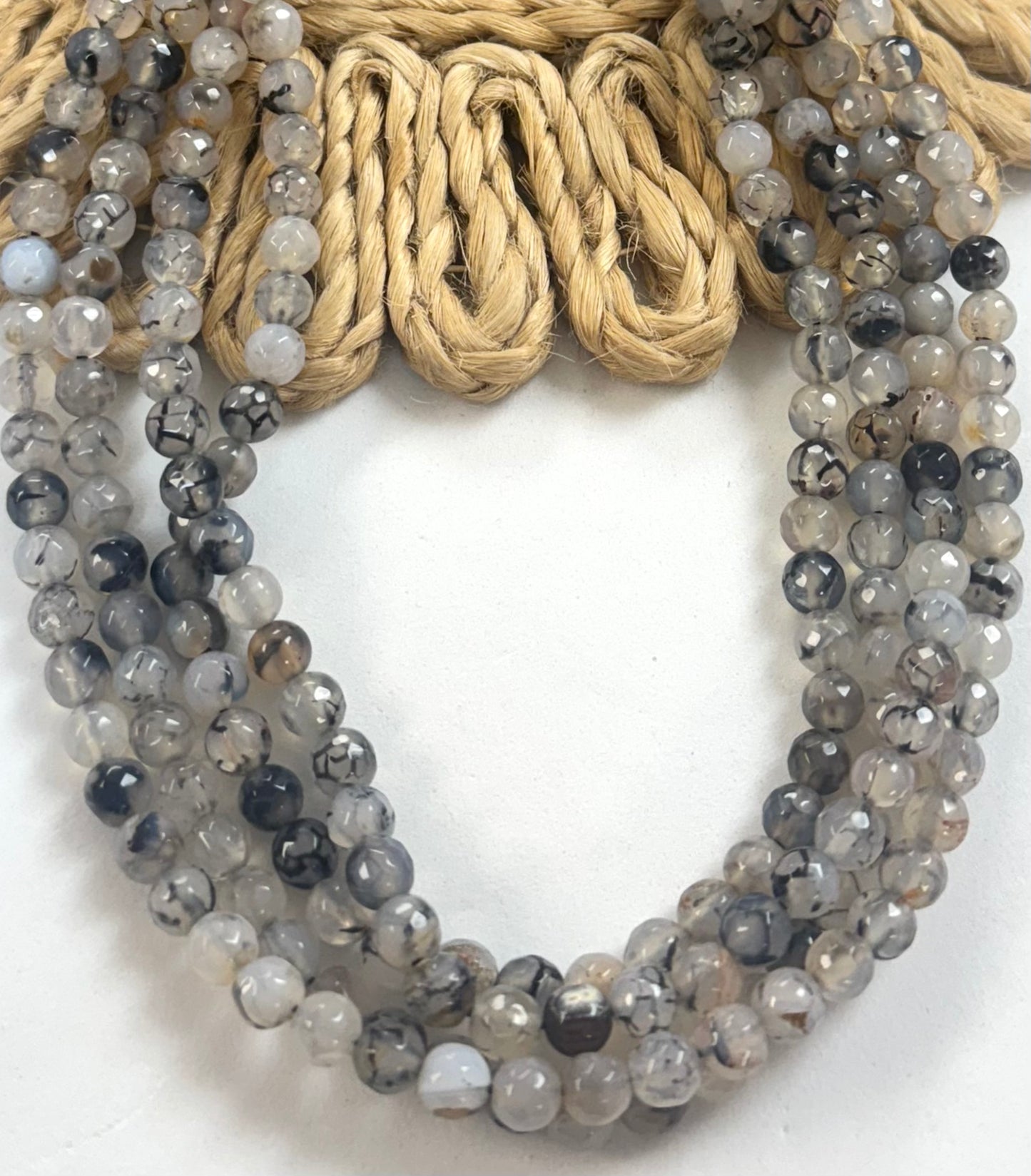 6mm Round Rutile Grey Agate