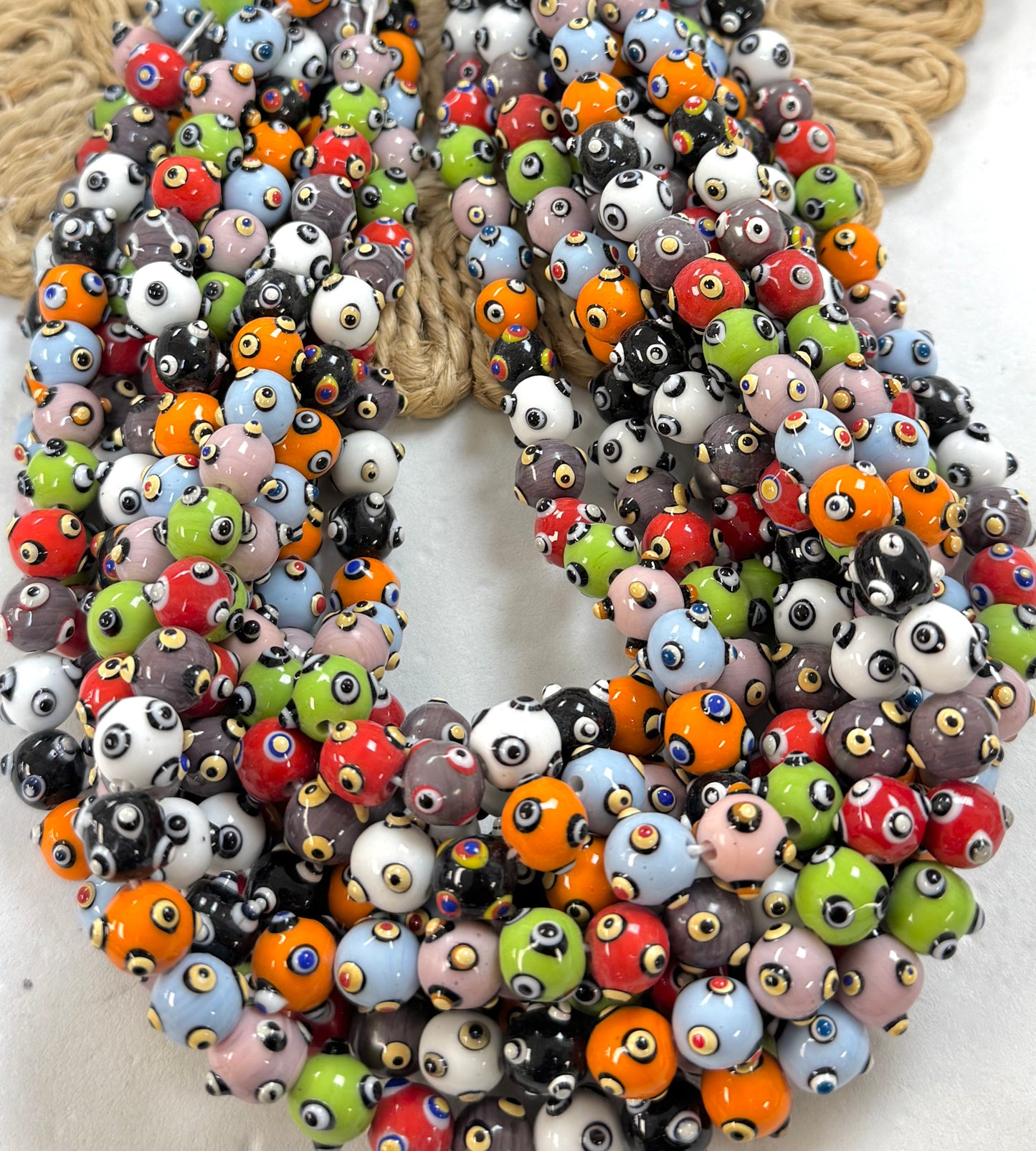 Glossy Bumpy Dots Round Lampwork