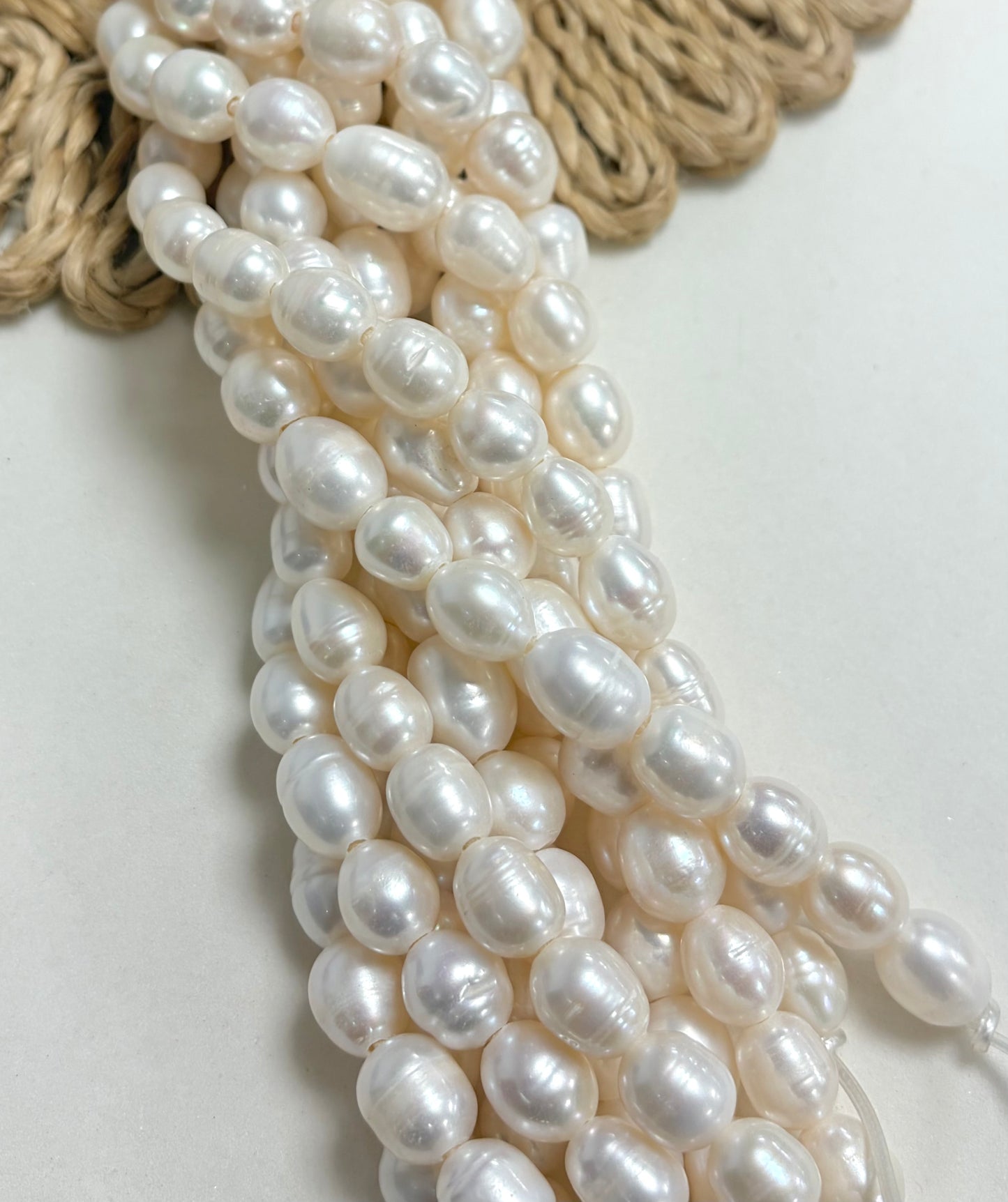 10mm Rice Freshwater Pearl Con Hueco Ancho