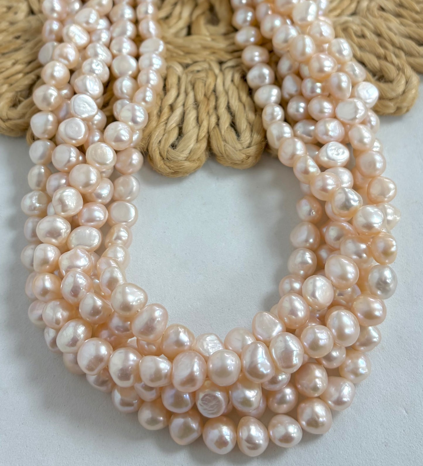 8mm Peach Irregular Round Freshwater Pearl