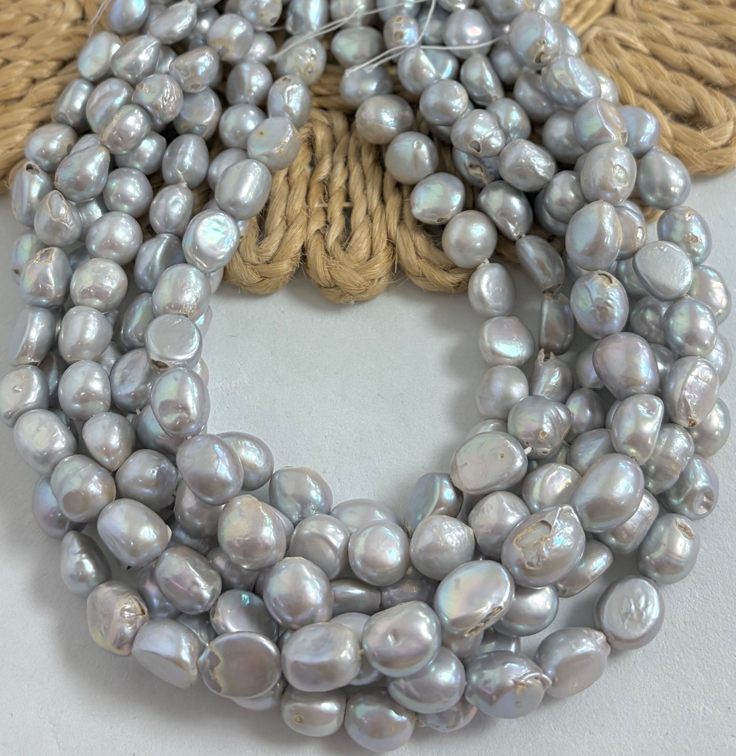 10mm Grey Half-Flat Round Freshwater Pearls