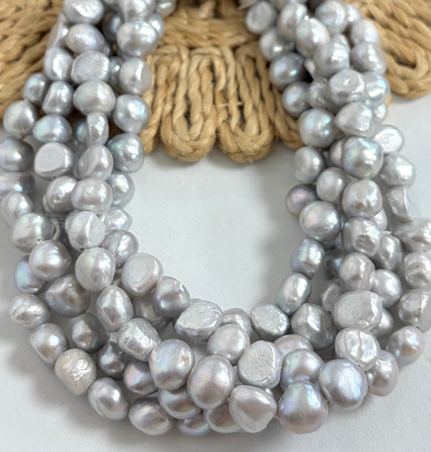 12mm Grey Irregular Round Freshwater Pearls