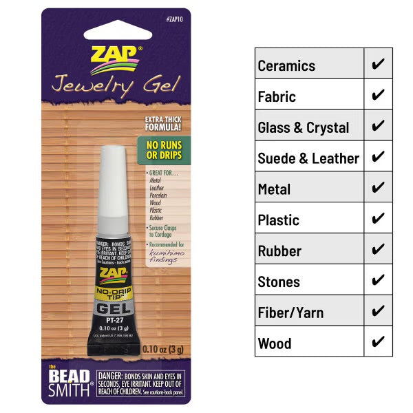 ZAP GEL JEWELRY SUPER GLUE .10 OZ (3 GRAM) TUBE