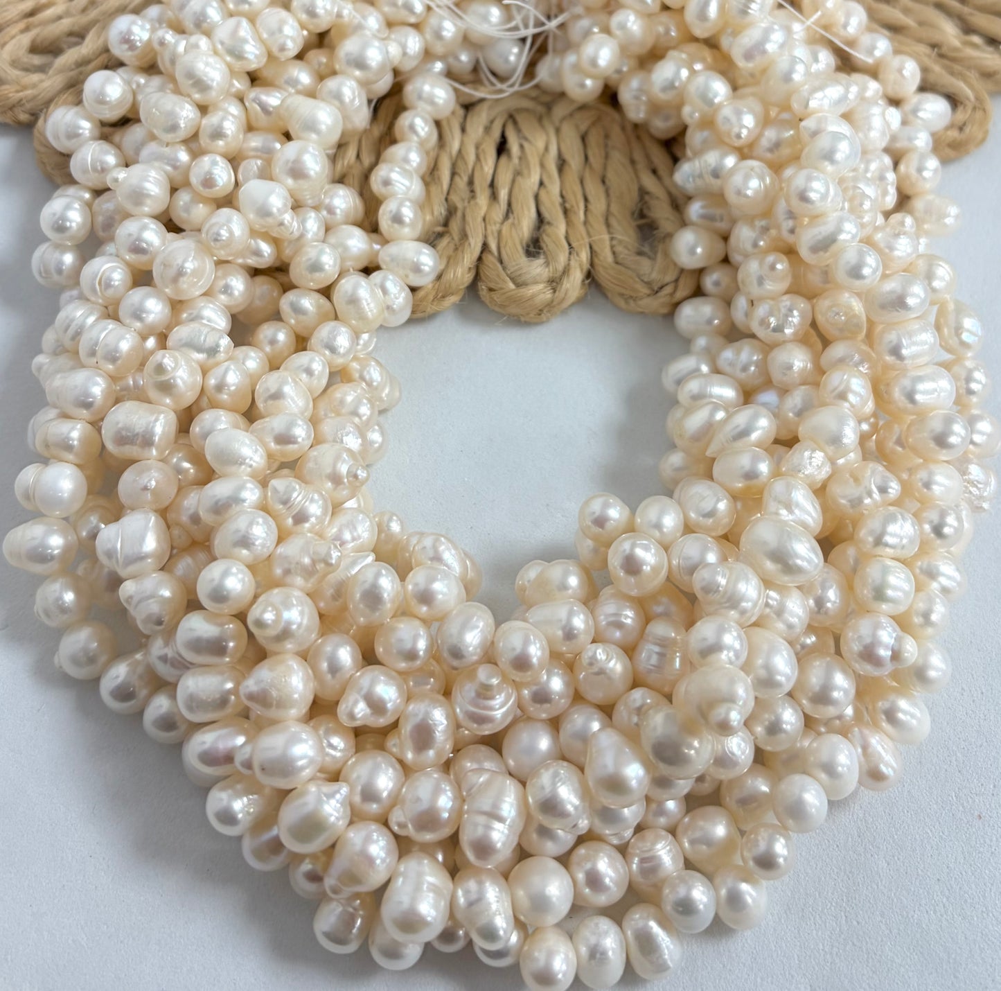 8mm White Irregular Drops Freshwater Pearls