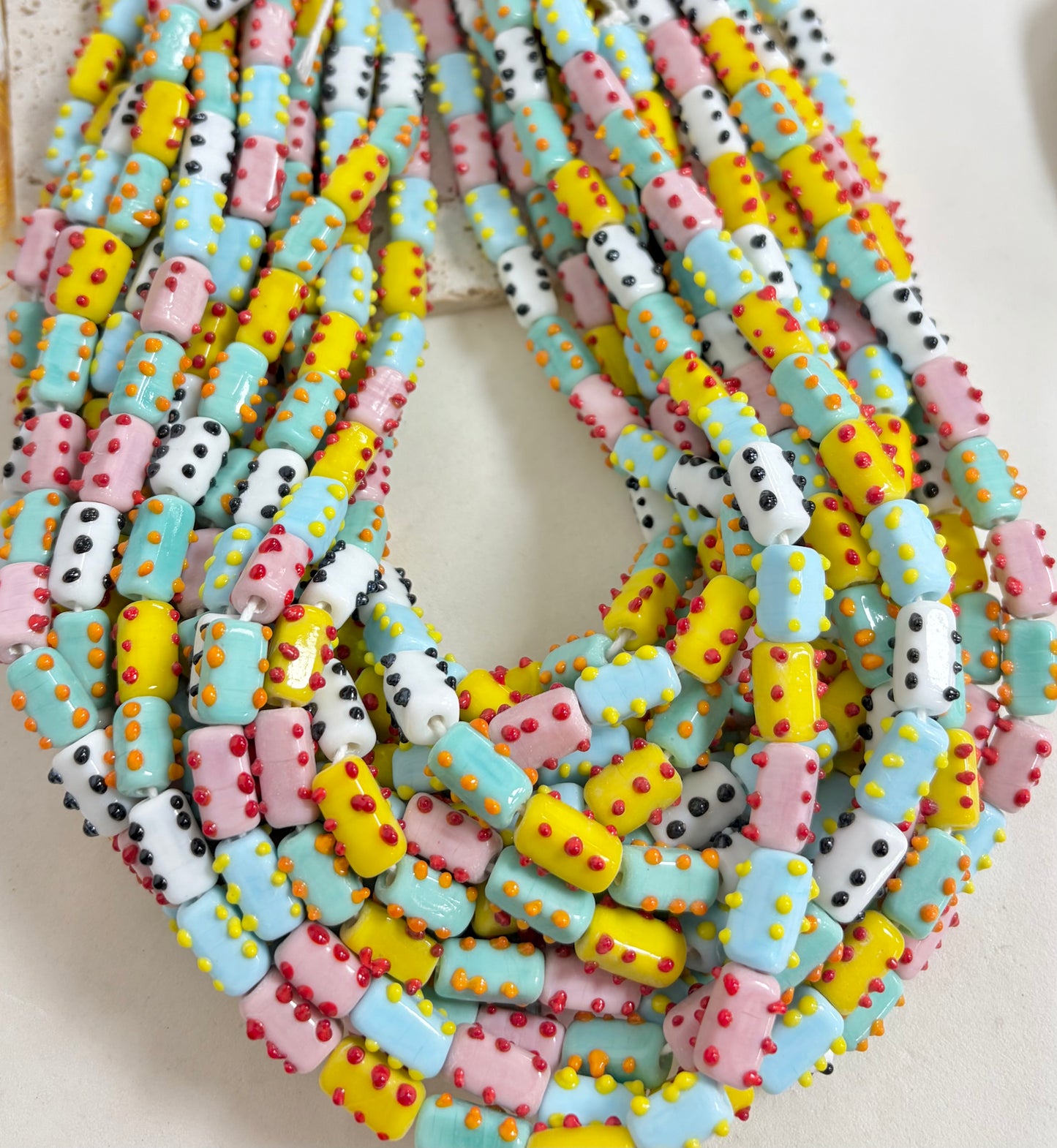 Rectangular With Bumpy Dots Lampwork