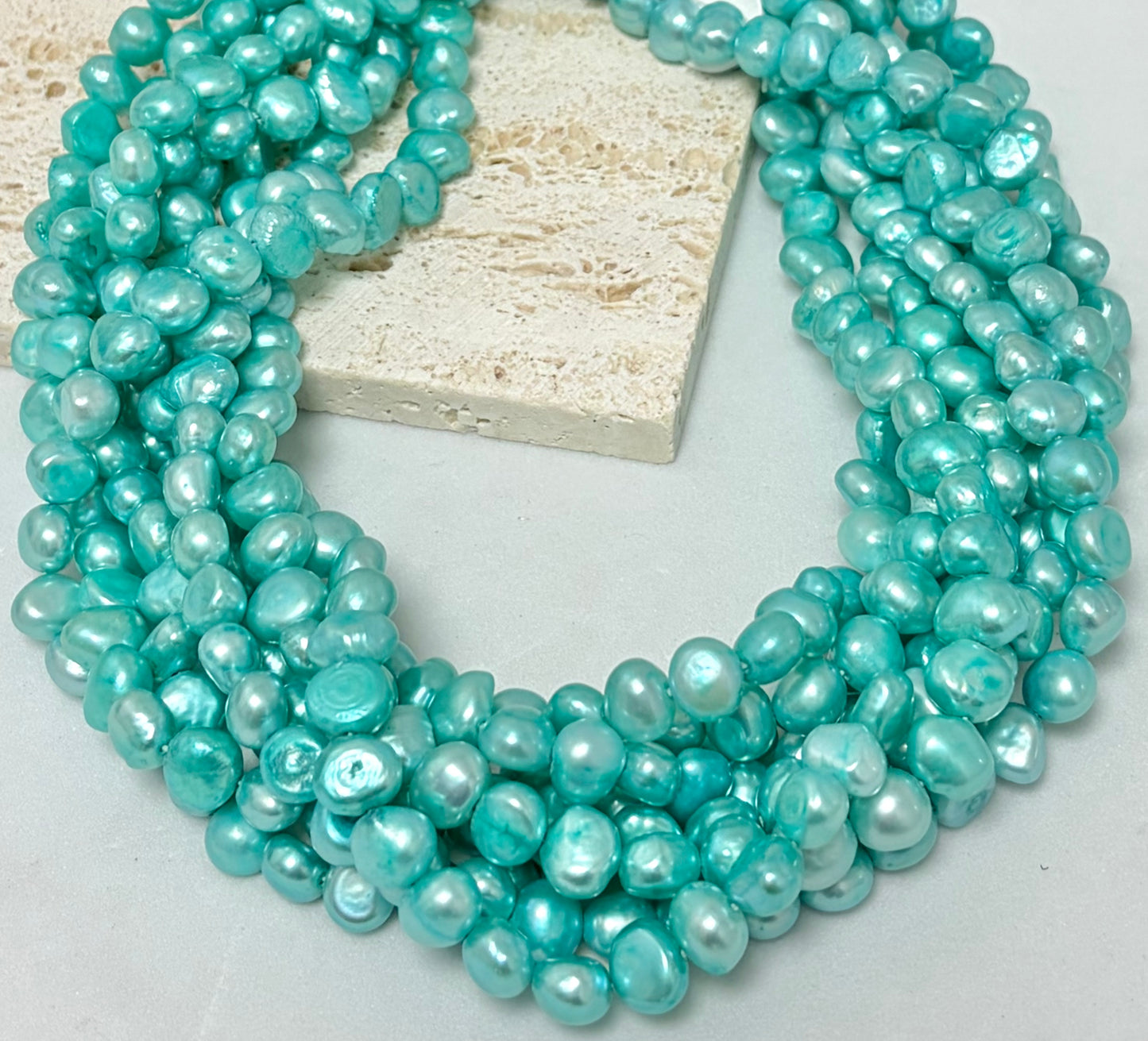 8mm Turquoise Irregular Round Freshwater Pearls
