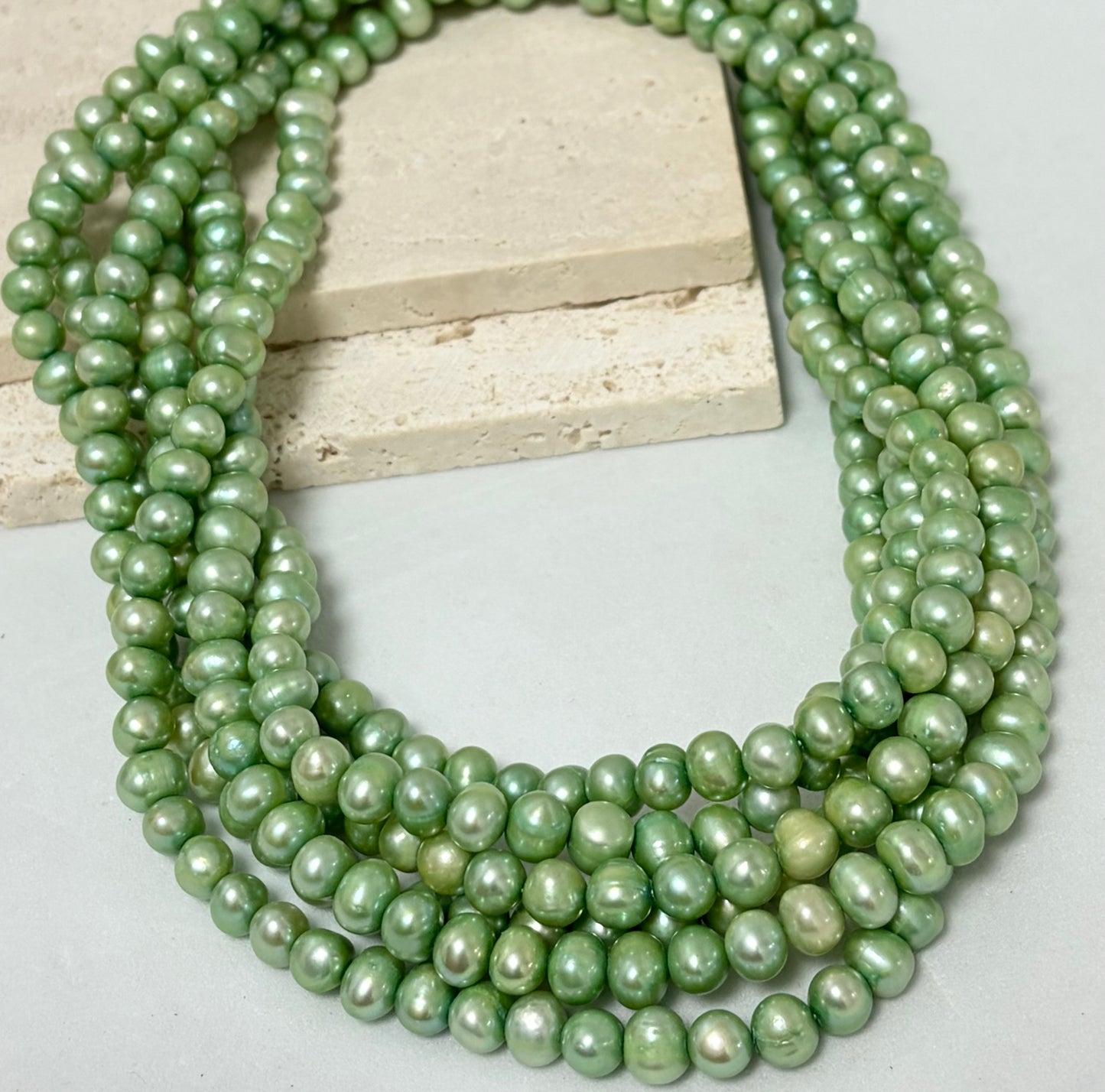 6mm Light Green Round Freshwater Pearl