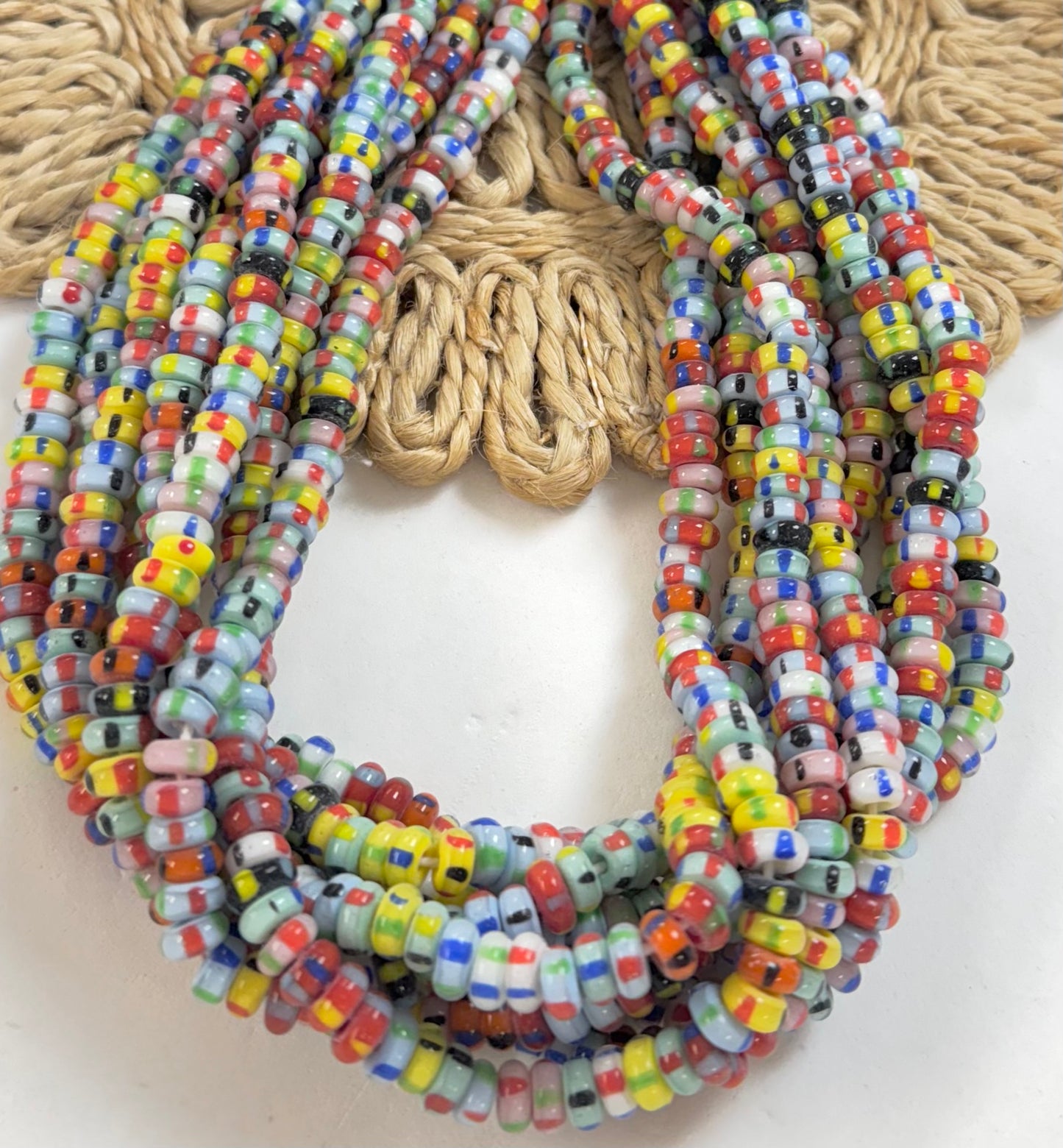 Colorful Lines Rondel Lampwork