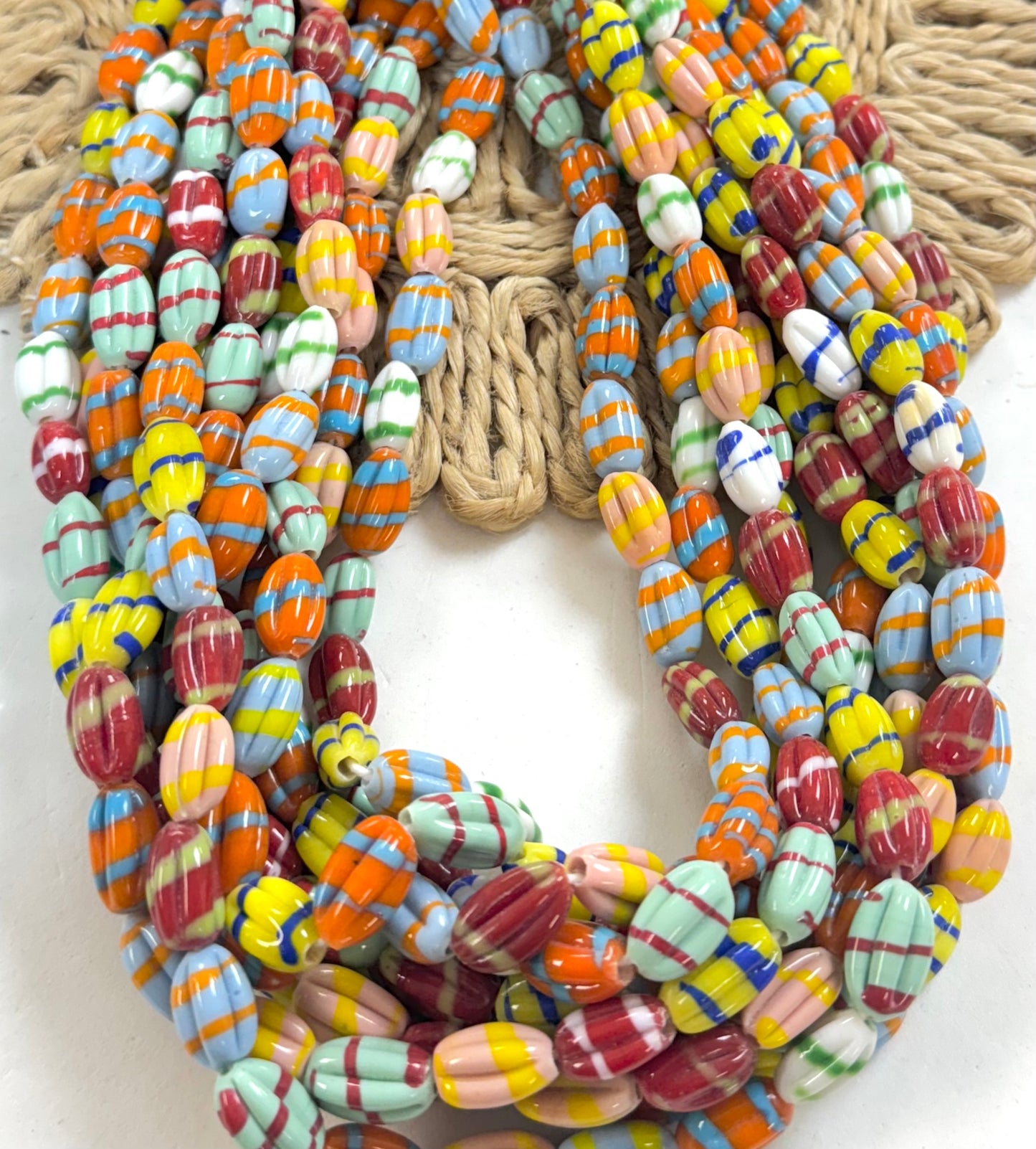 Ovals Lines Pumpkin Lampwork