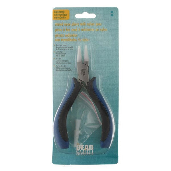 NYLON ROUND NOSE PLIER BLACK/BLUE ERGO HANDLES