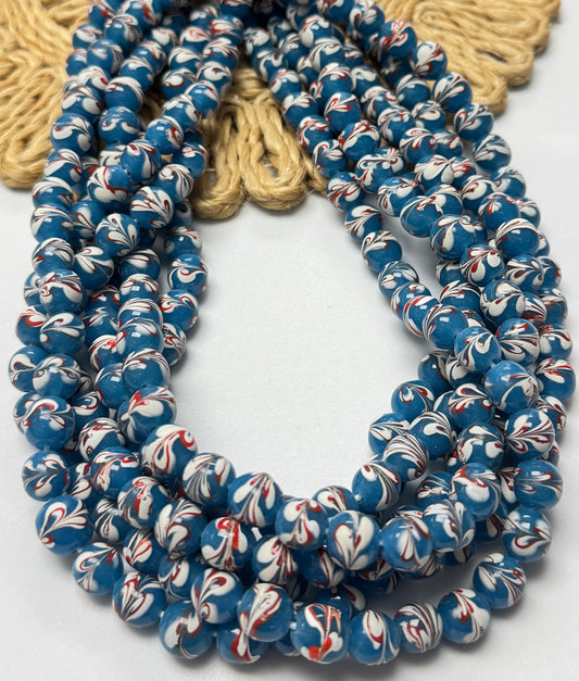 White Red Marmol Lampwork