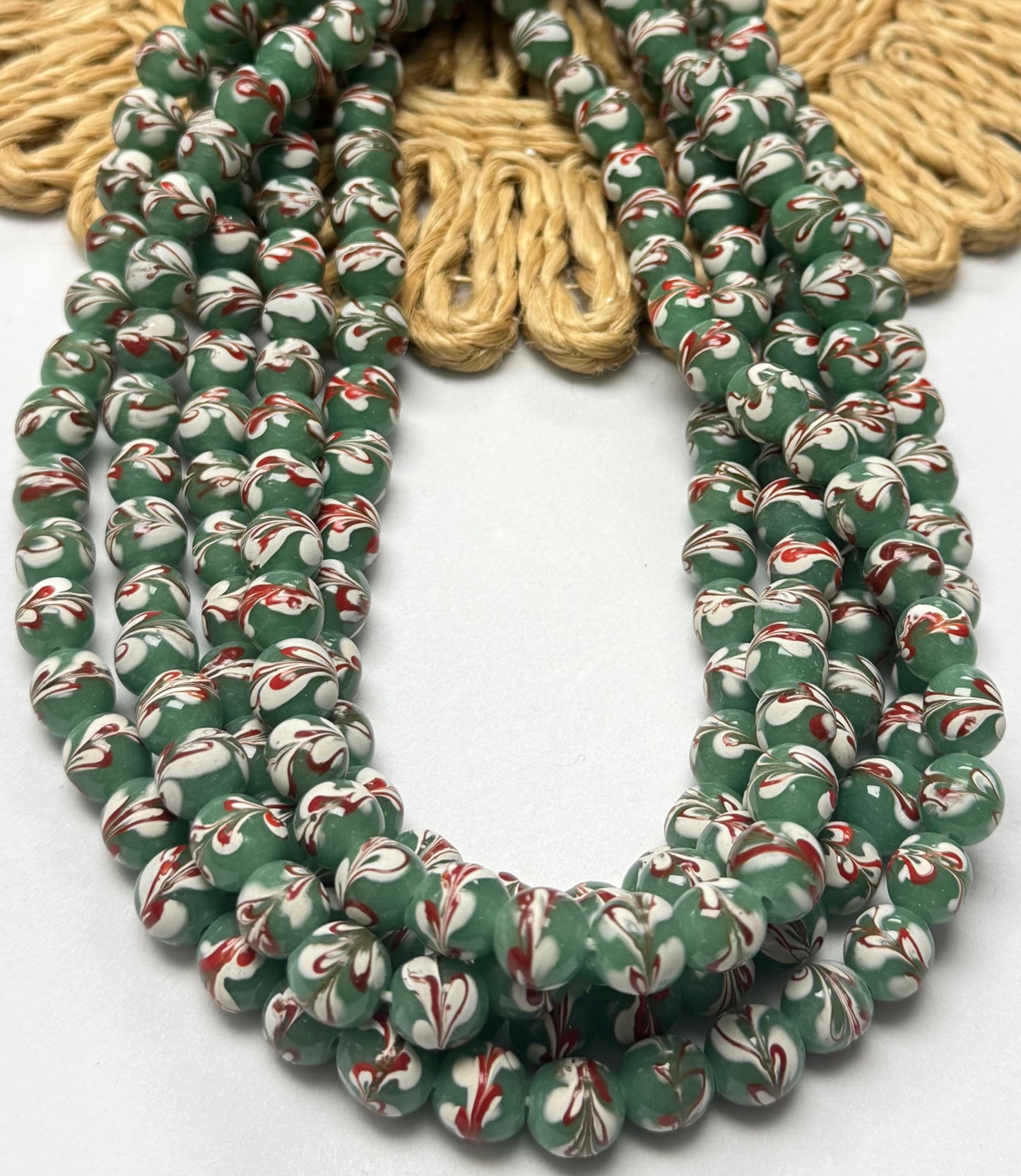 White Red Marmol Lampwork