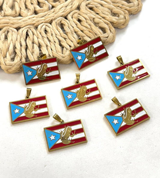 Bandera Esmaltada Con Coquí Charm