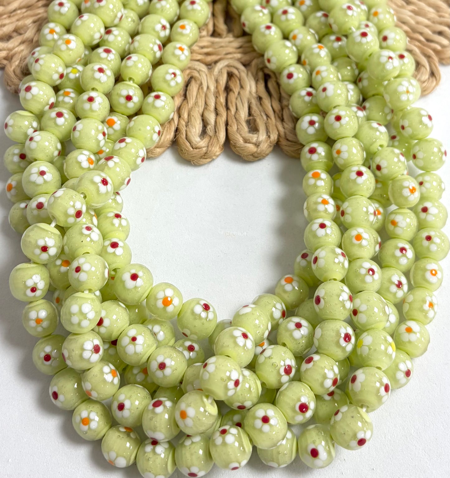 Round With Daisy Flower Lampwork