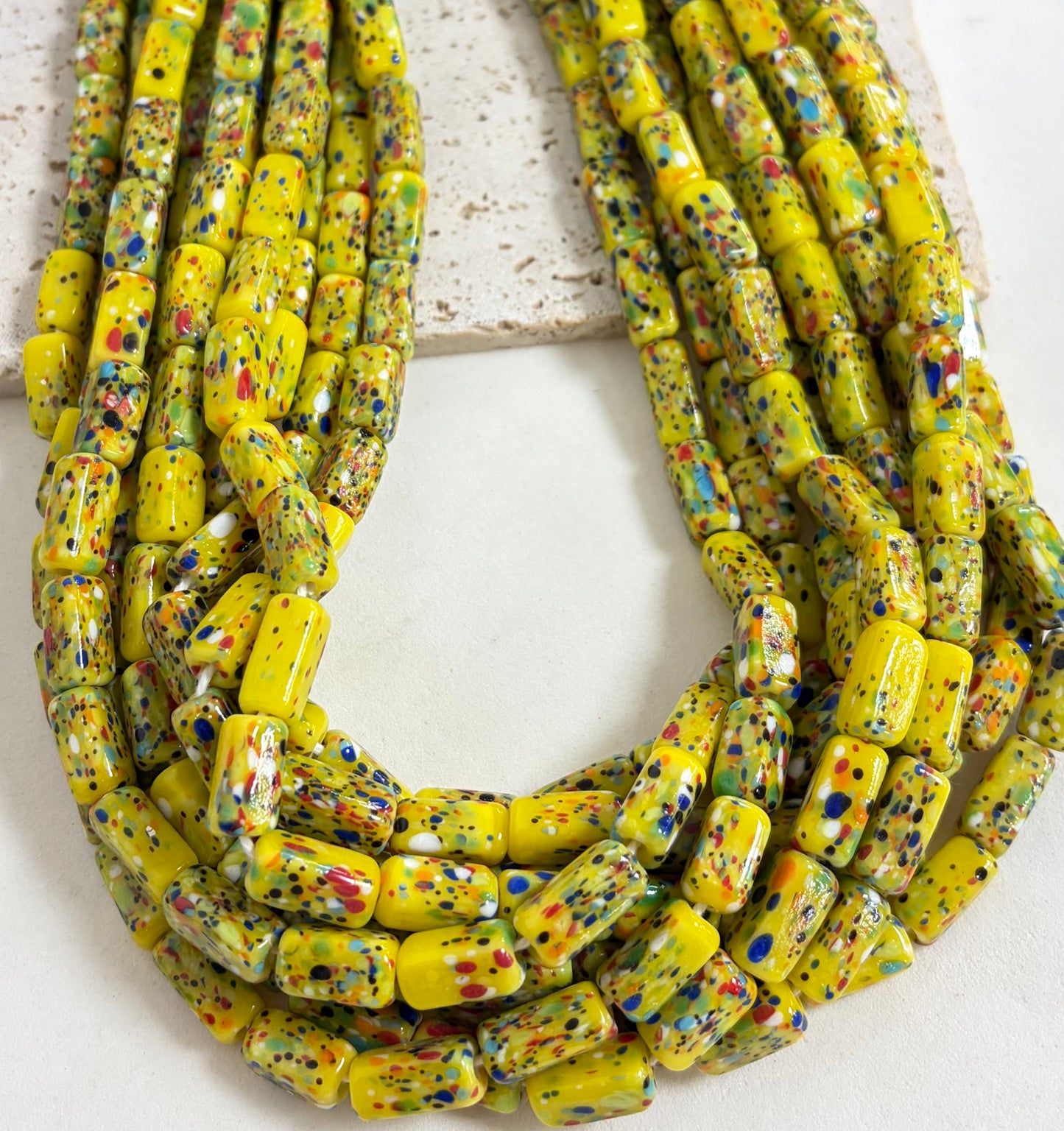 Small Rectangular Cylinder Confetti Lampwork