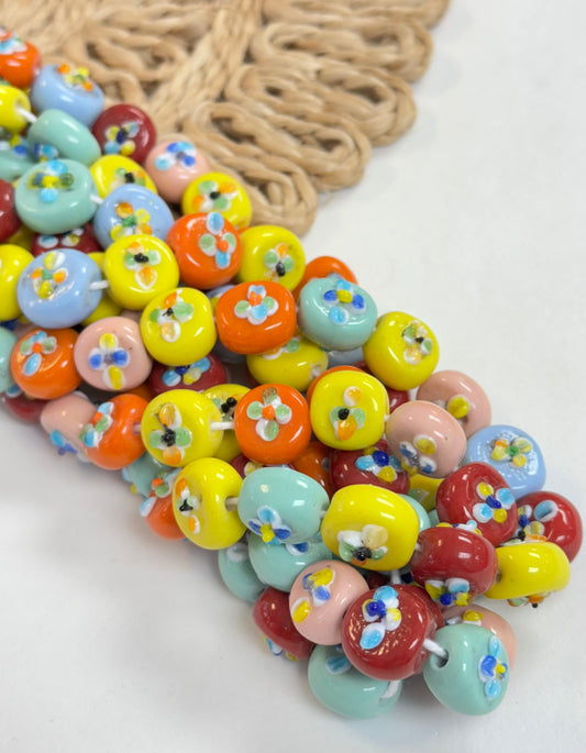 Puffy Coin Flower Lampwork