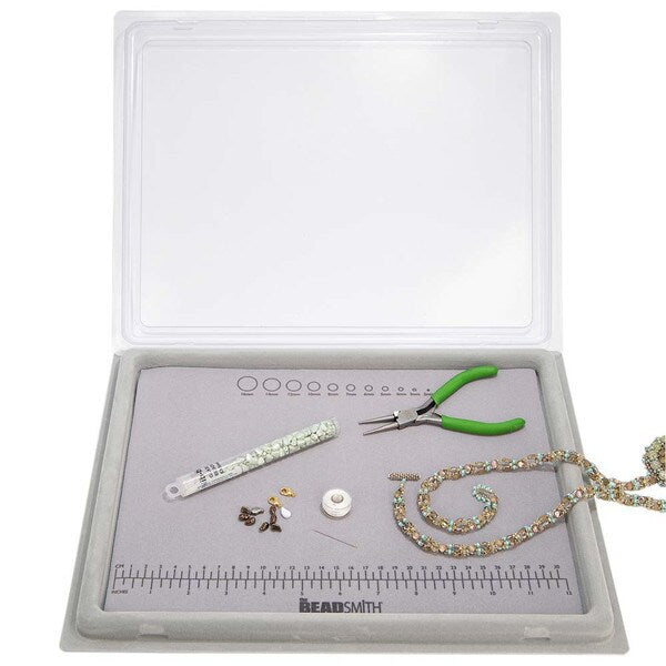 12.5X9.25 BEAD MAT TRAY FLOCKED WITH CLEAR COVER
