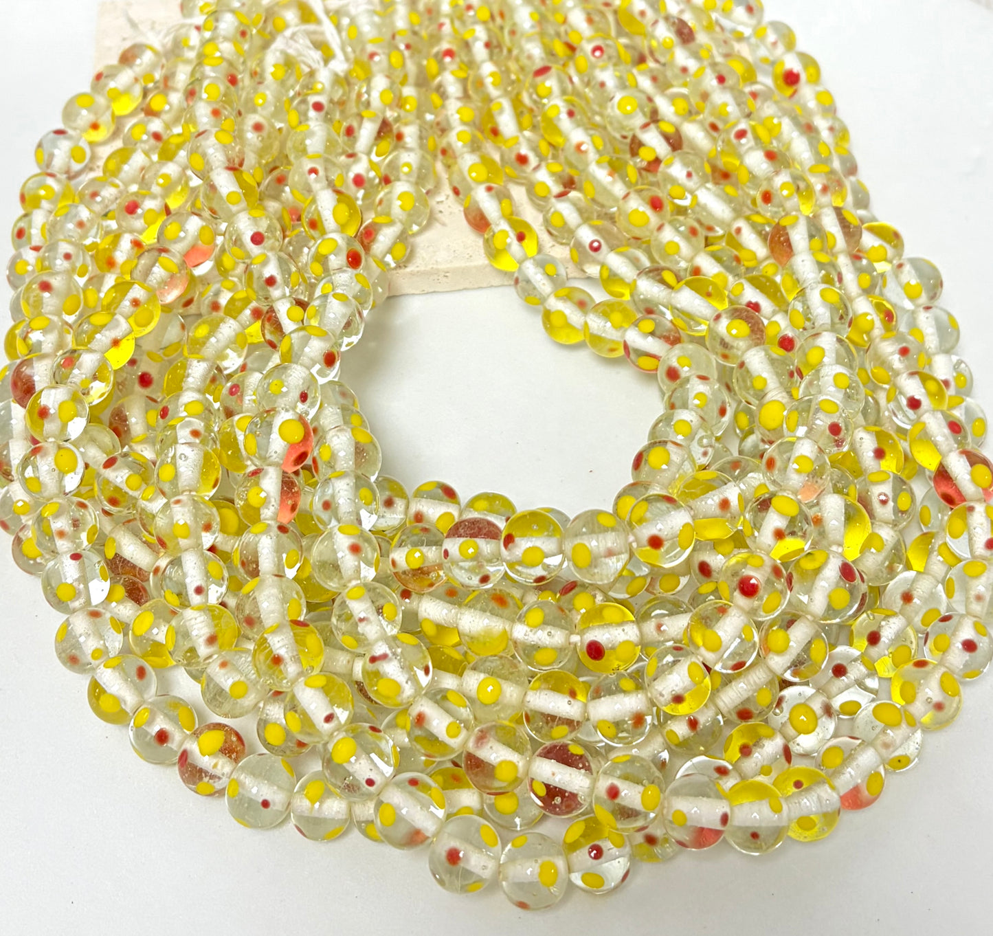 Clear Polkadot Round Lampwork