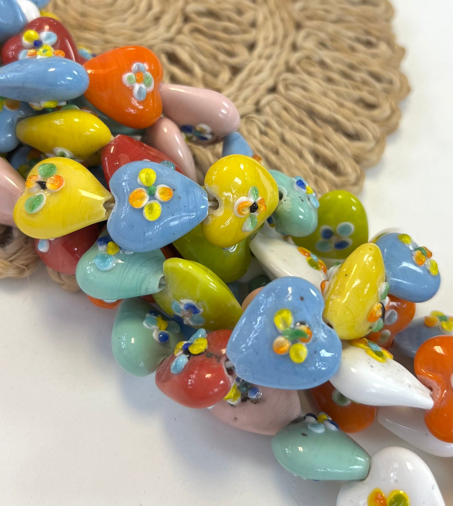 Bumpy Flowers Heart Lampwork