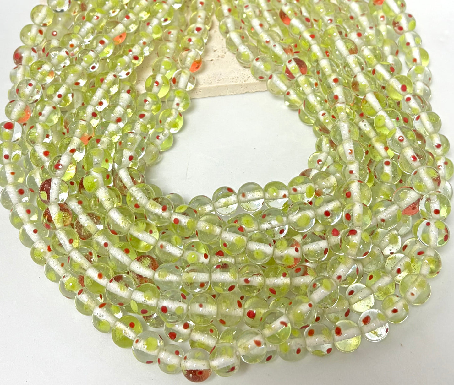 Clear Polkadot Round Lampwork