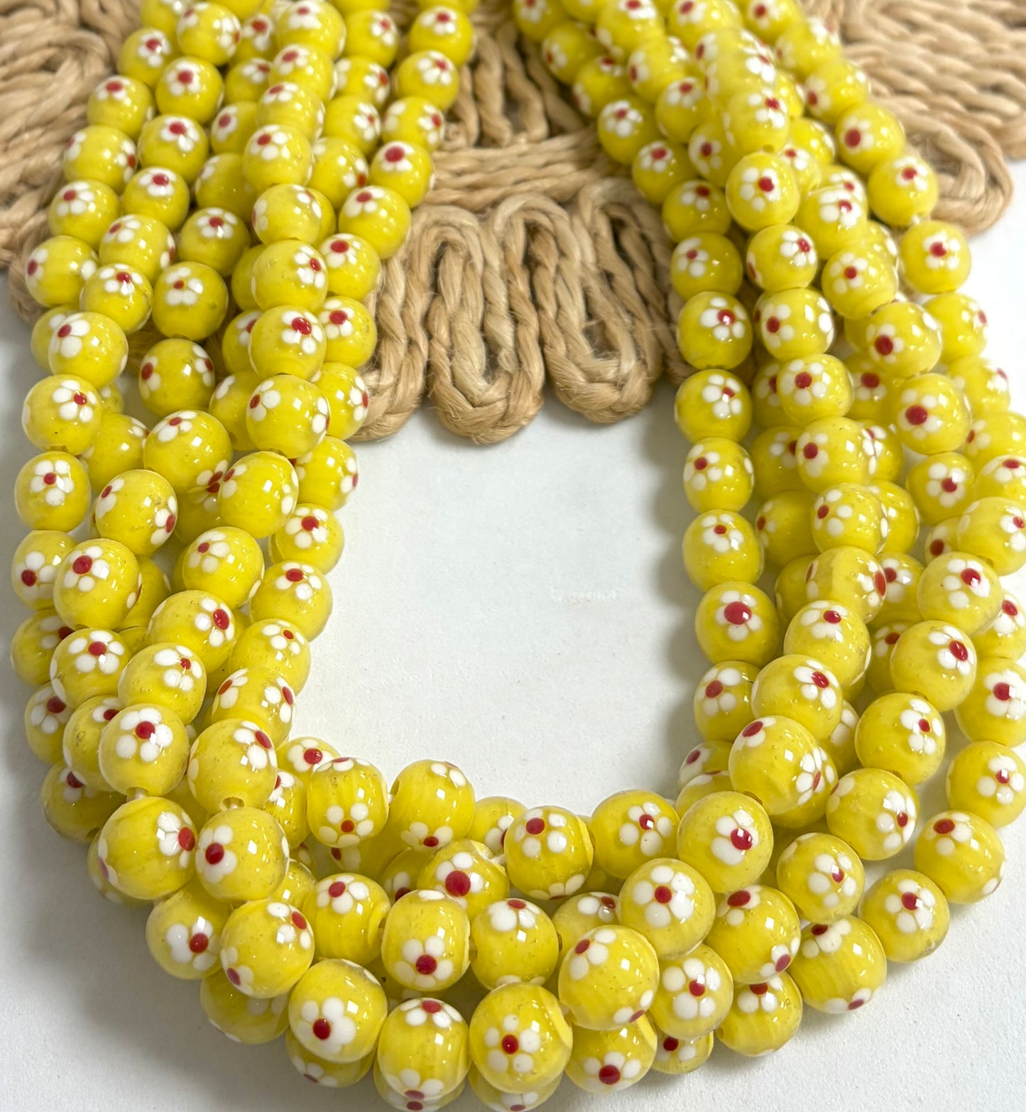 Round With Daisy Flower Lampwork