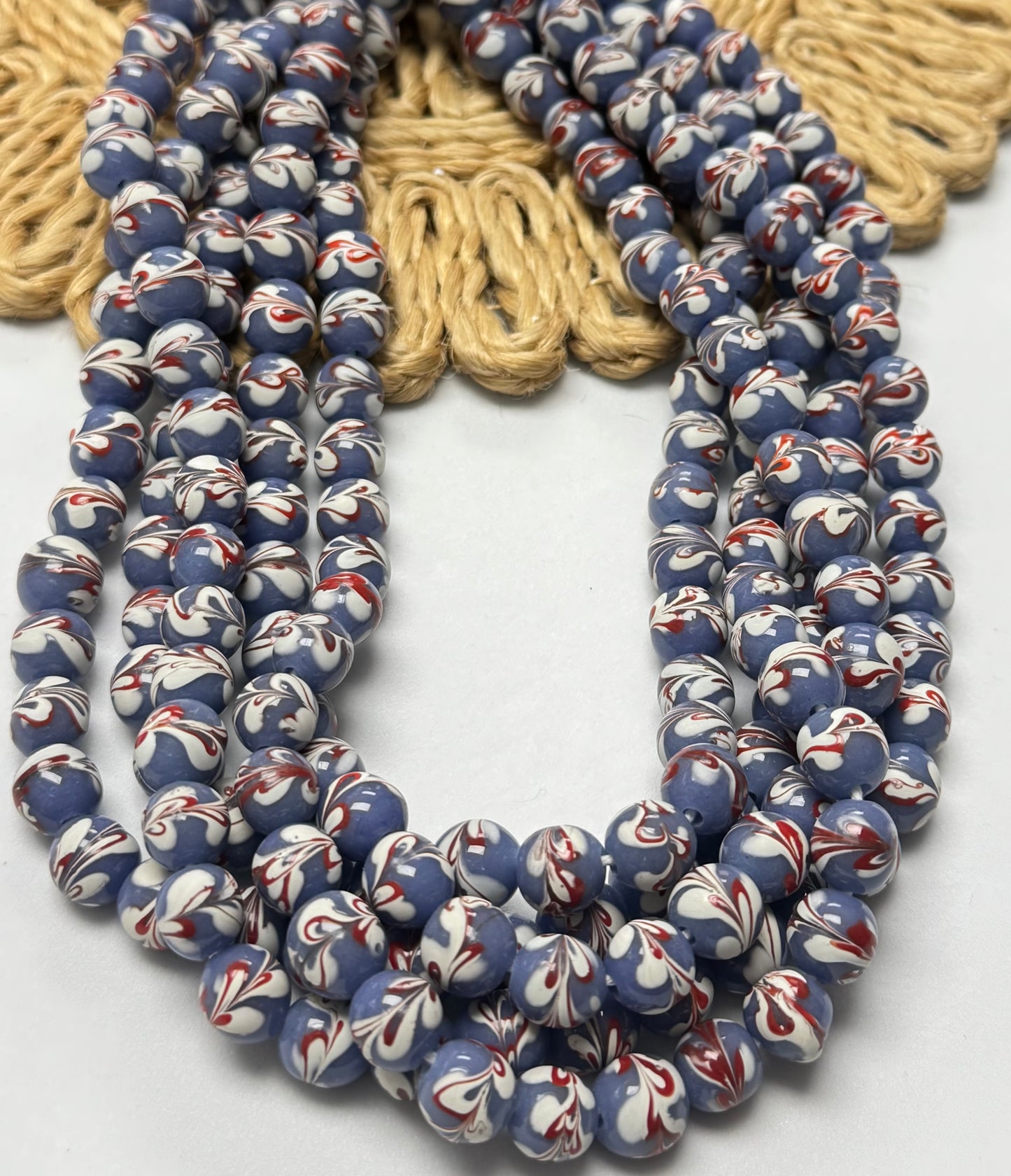 White Red Marmol Lampwork