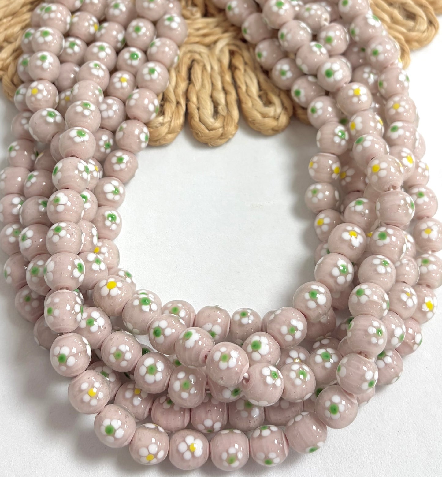 Round With Daisy Flower Lampwork