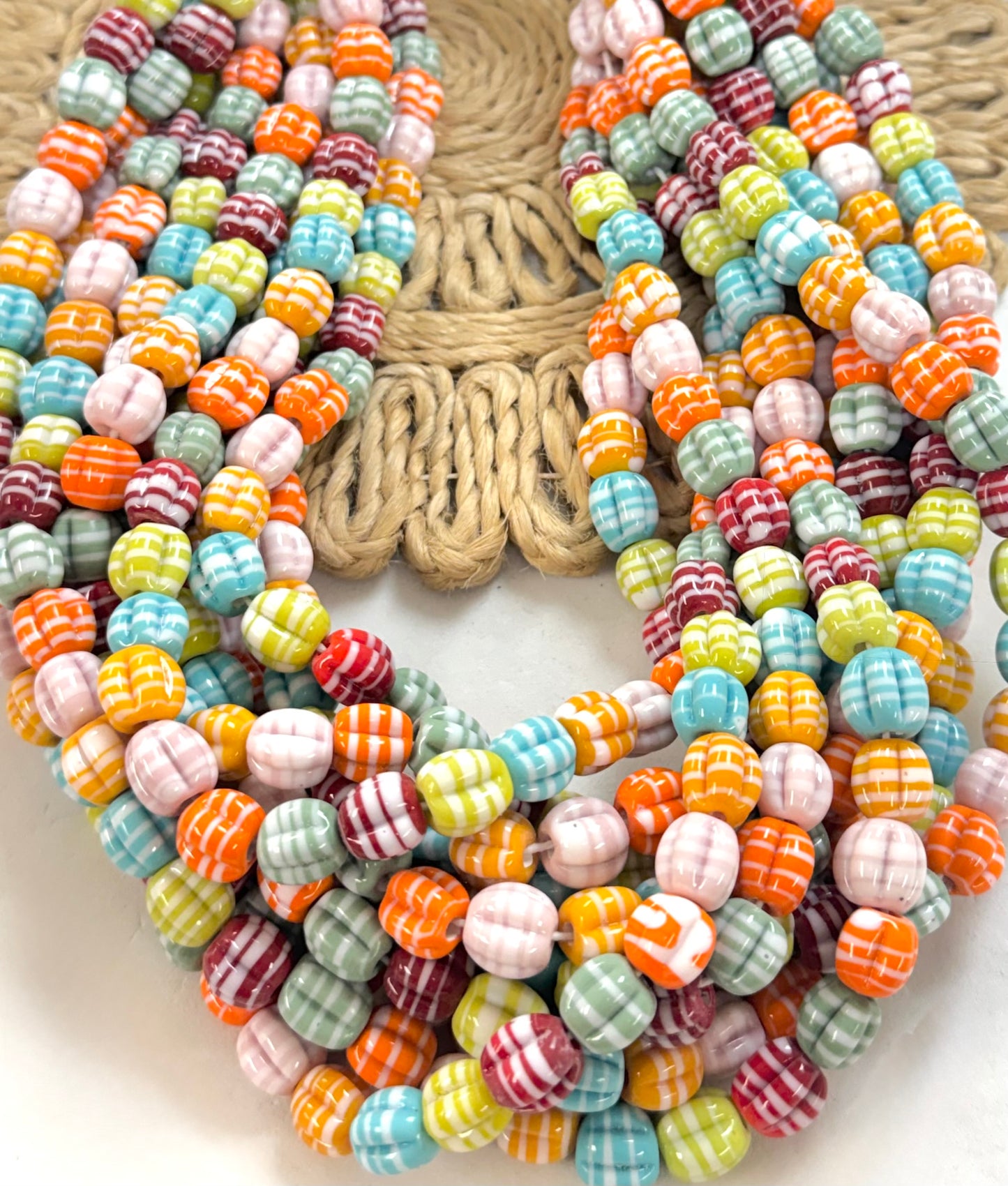 Pumpkin With White Lines Lampwork