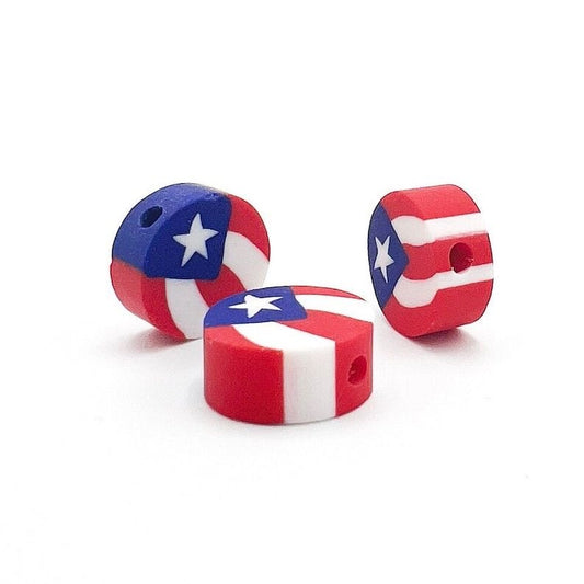 Puerto Rico Flag Polymer Clay Bead