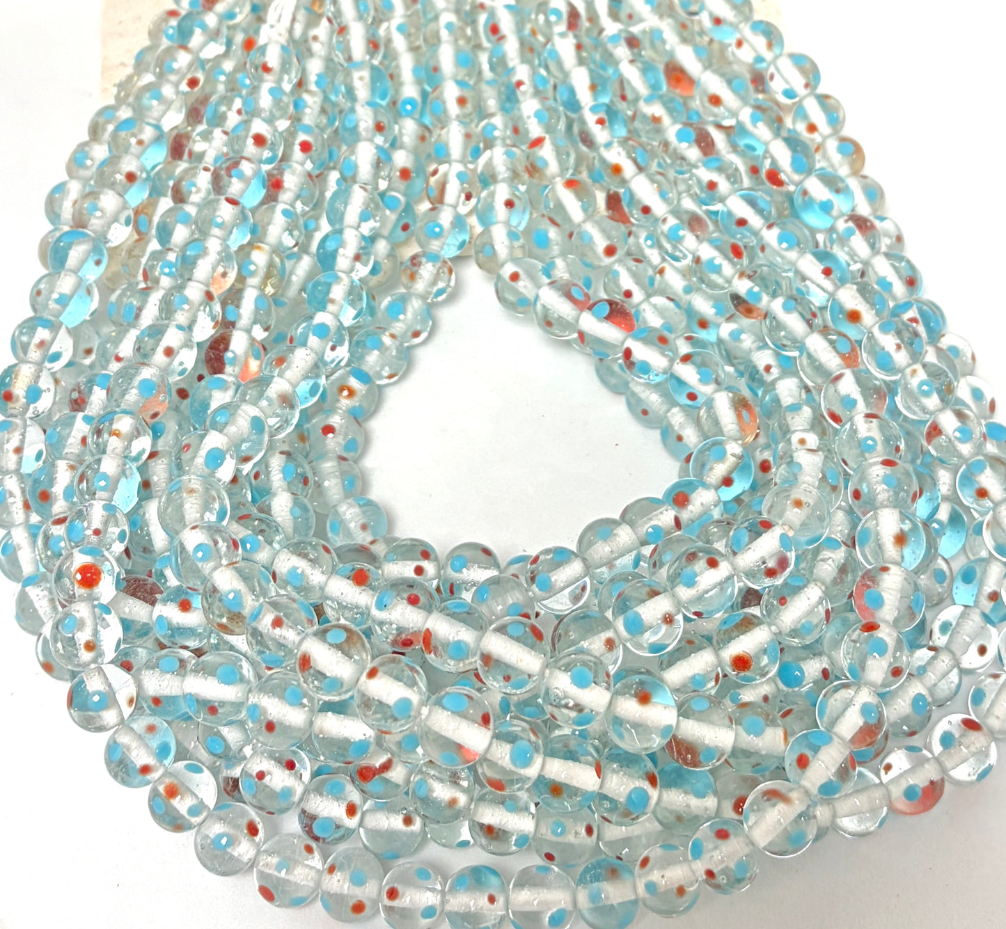 Clear Polkadot Round Lampwork