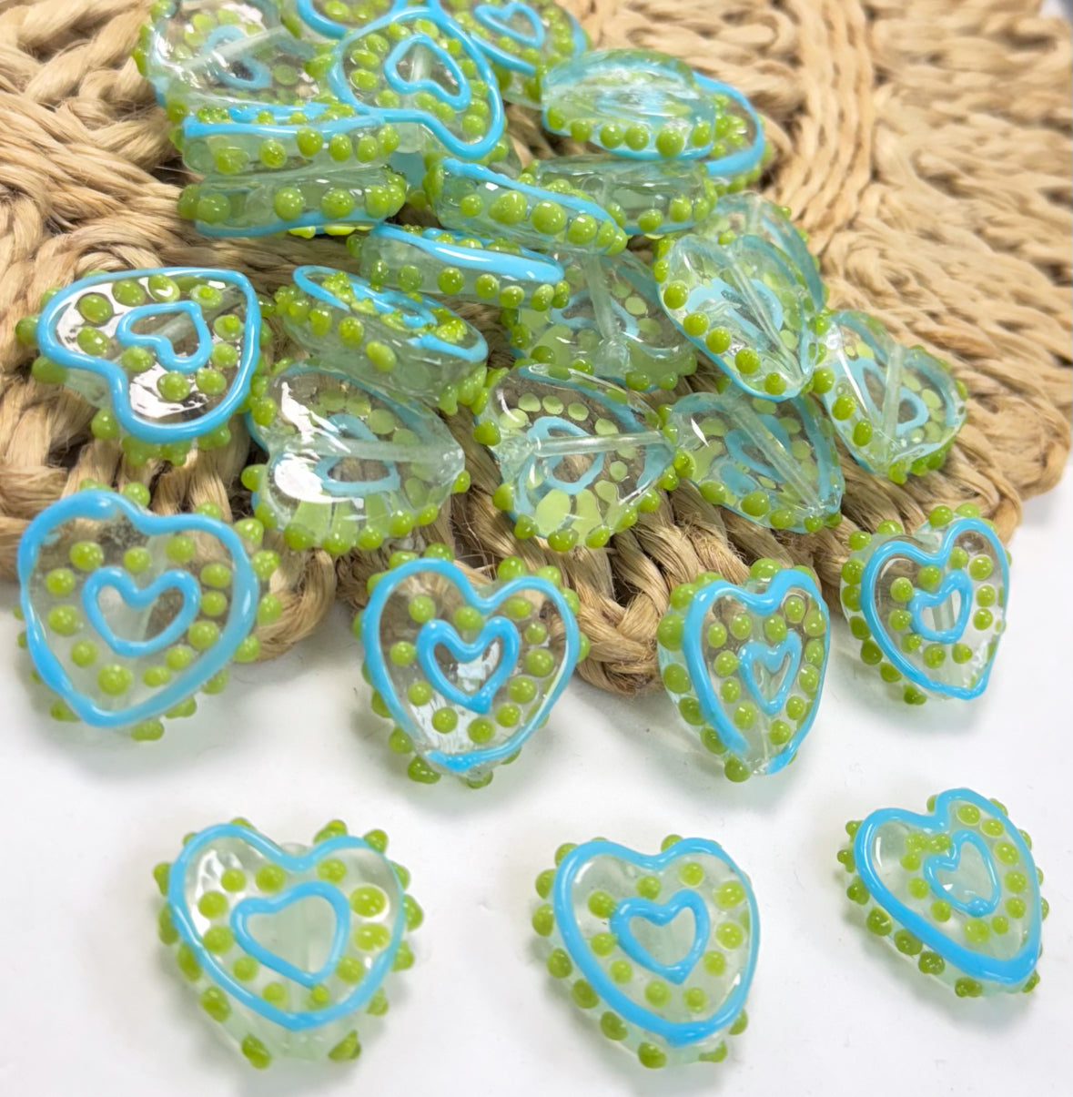Bumpy Hearts Lampwork