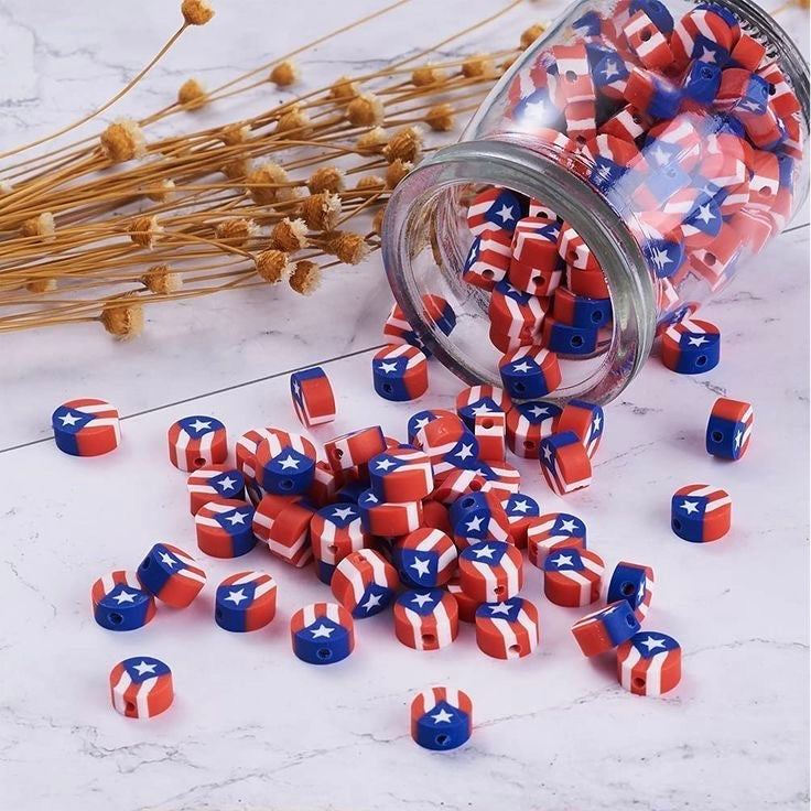 Puerto Rico Flag Polymer Clay Bead