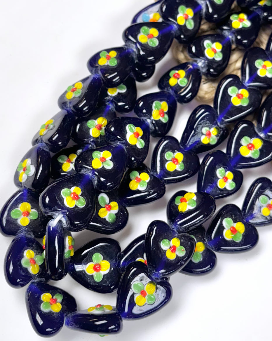 Heart with Flower Lampwork