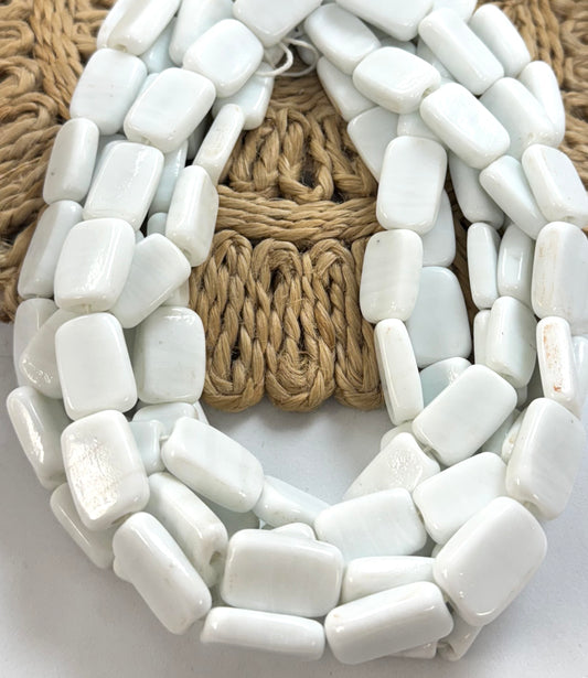 White Crushed Rectangular Lampwork