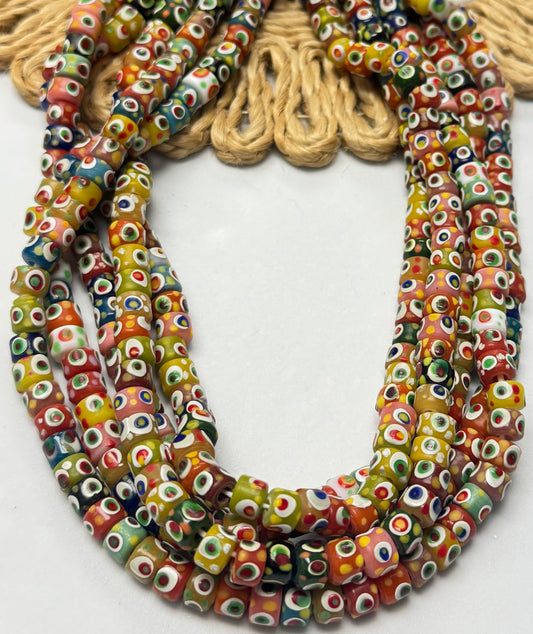 Flat Rondel Dots Matte Lampwork