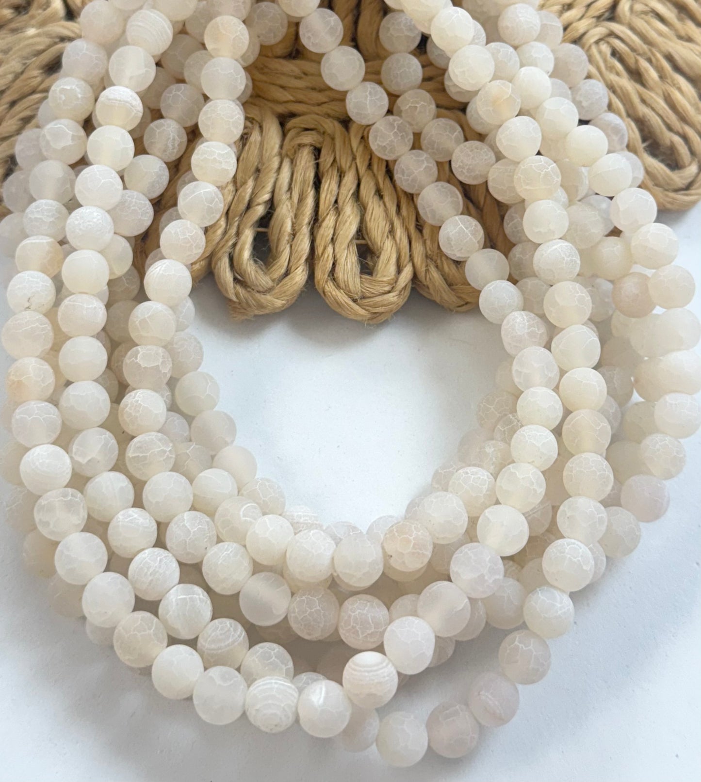 6mm Round Craker Quartz Matte