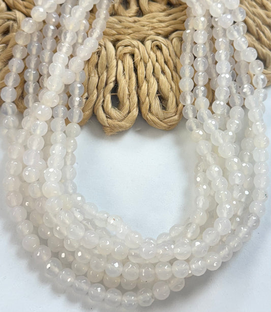 6mm White Translucent Round Jade