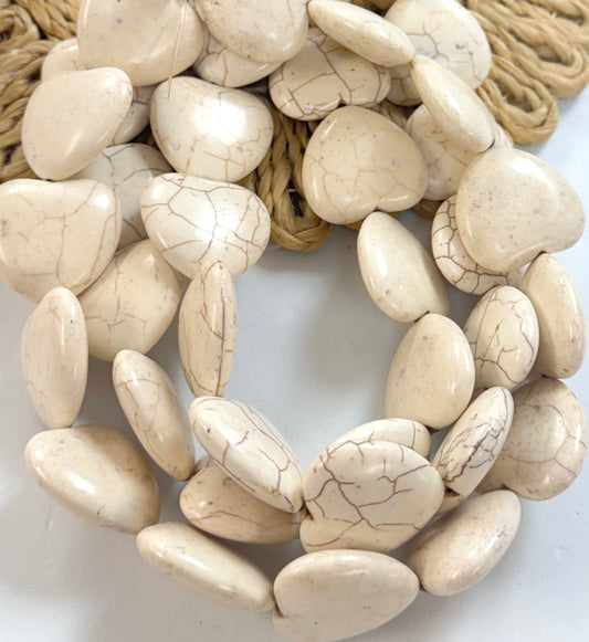 25mm White Turquoise Stone Hearts