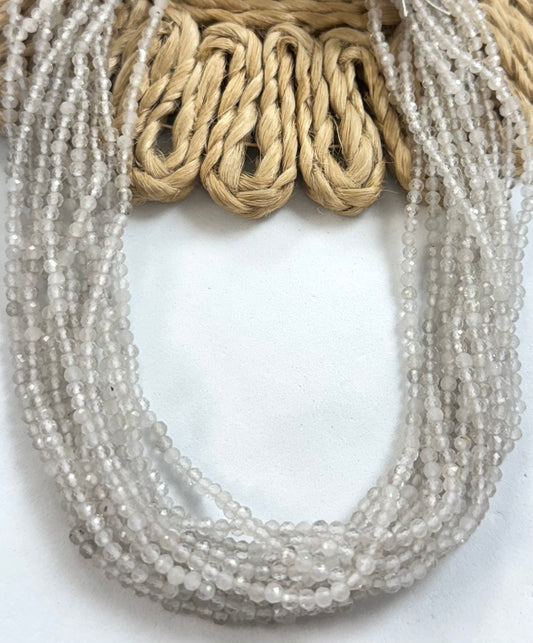 2mm Round Light Grey Quartz Faceted
