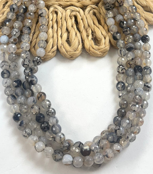 6mm Round Rutile Grey Agate
